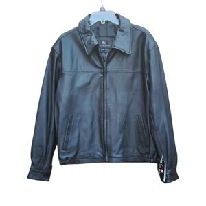 New with Tags Vintage Luis Alvear Black Leather Jacket Men's Size M